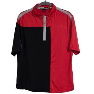 Jamie Sadock Womens Large Colorblock Golf Polo Shirt Red Black